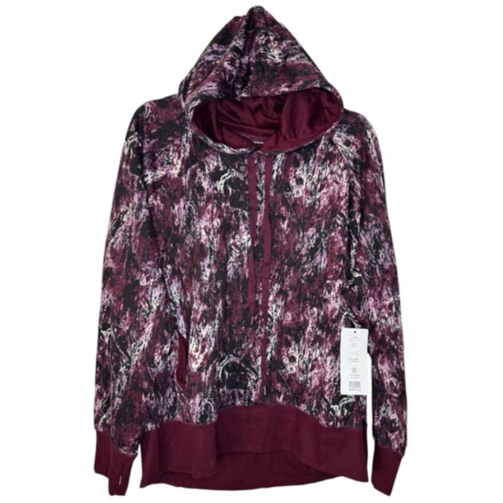 JONES NEW YORK Sport Burgundy Hoodie Size 1X Snakeskin Pullover NEW $70 msrp